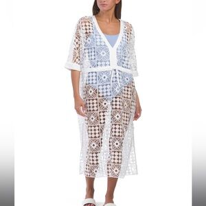 New! Floral Lace Maxi Crochet Cover up Size MED